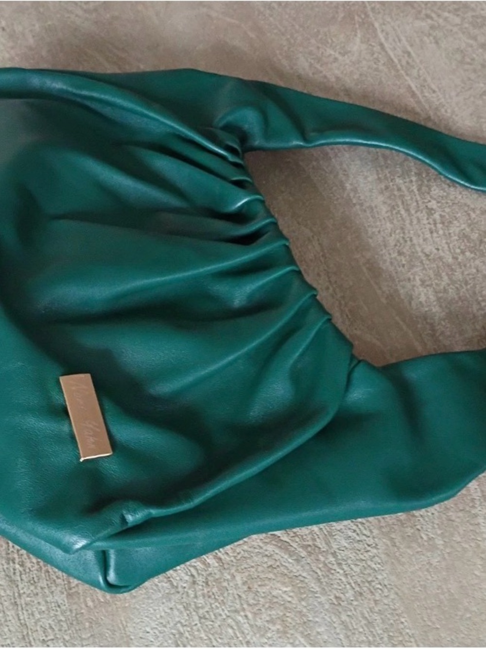 Green Ruched Hobo Bag leather by Nora Yahn - Picture 10 of 10